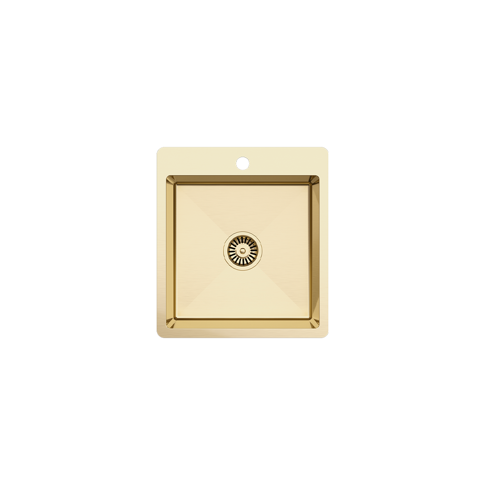 Alma Kayla 450x500 Single Bowl Tap Landing Sink Brushed Brass Gold ...