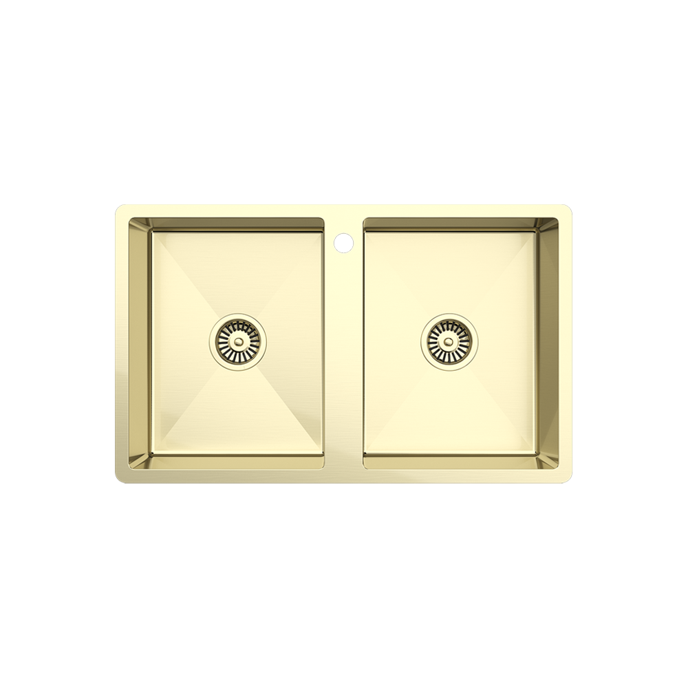 Alma Jack 820x500 Double Bowl Tap Landing Sink Brushed Brass Gold ...